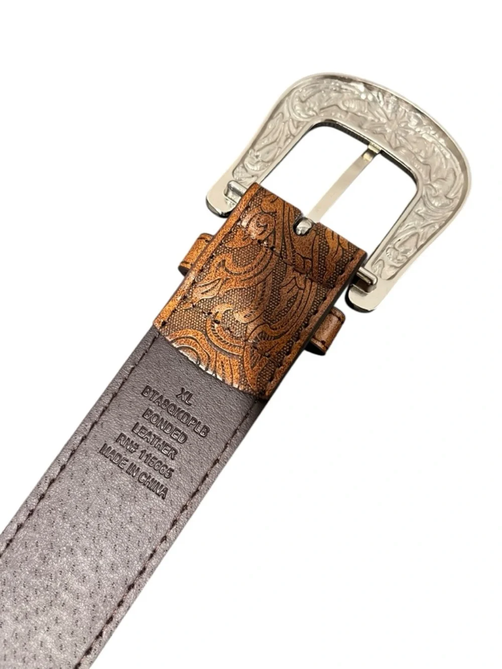 WESTERN Runs Deep Tooled Leather Belt Men’s XL Brown Cowboy Rodeo NWT